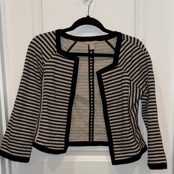 Banana Republic Black and Cream open front Striped Cardigan size 2 - Picture 1 of 5